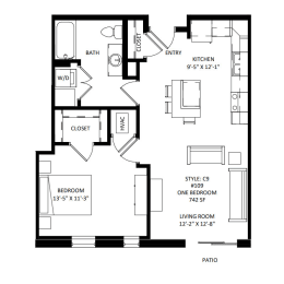 1 bed, 1 bath, 742 sqft, $1,700