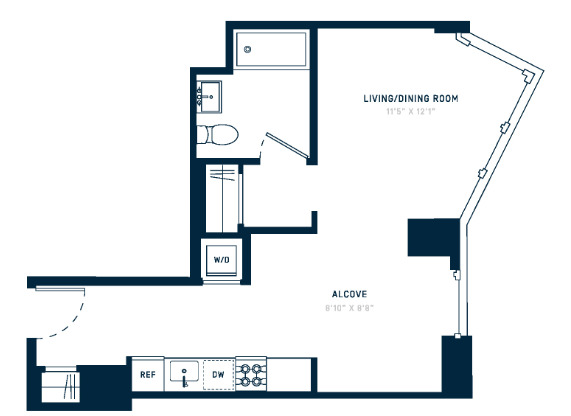 Studio, 1 bath, 536 sqft, $3,528, Unit 25R