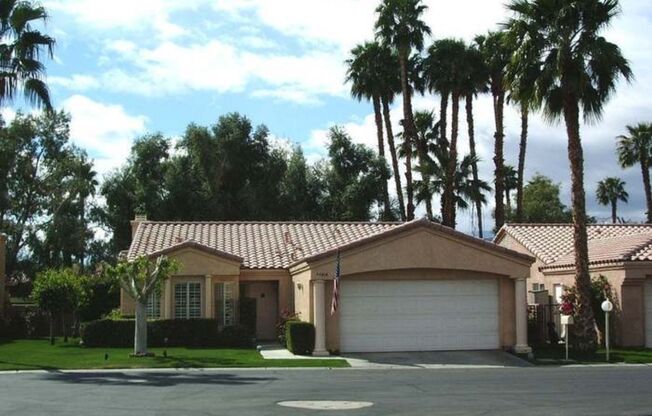 Check out the backyard views of the Private golf course and the mountains from this beautiful 3 Bed 2 Bath home. It is in a beautiful Gated HOA community with 2 Pools/Spas and Tennis courts as well as a nice clubhouse! Remodeled modern kitchen as well, wi