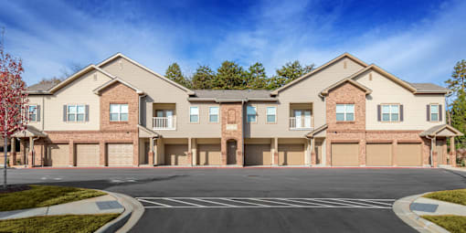 an empty parking lot in front of an apartment building at Echo at Lake Norman, Mooresville