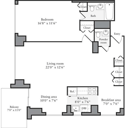 1 bed, 1 bath, 853 sqft, $5,611