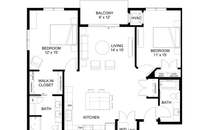 2 beds, 2 baths, 1,250 sqft, $2,250, Unit 90 - 307