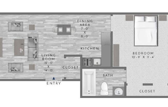 1 bed, 1 bath, 550 sqft, $1,845