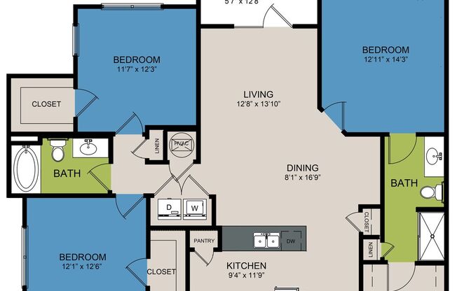 3 beds, 2 baths, 1,345 sqft, $2,240