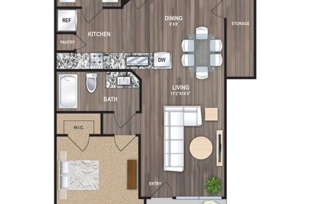 1 bed, 1 bath, 769 sqft, $1,264