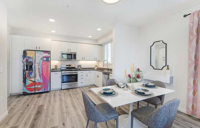 Dining and kitchen at Sierra Gateway Apartments, Rocklin, California