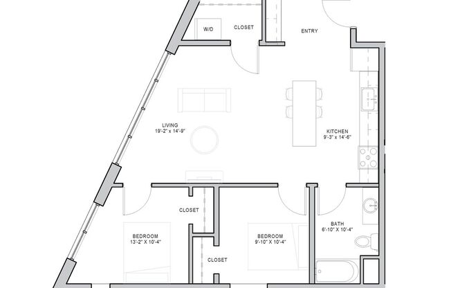 2 beds, 1 bath, 856 sqft, $1,695, Unit 201
