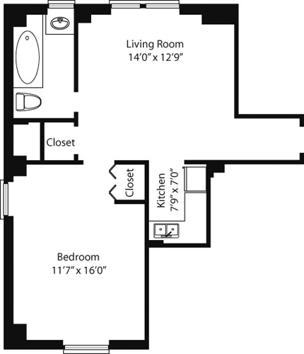 1 bed, 1 bath, 586 sqft, $4,805, Unit 11E