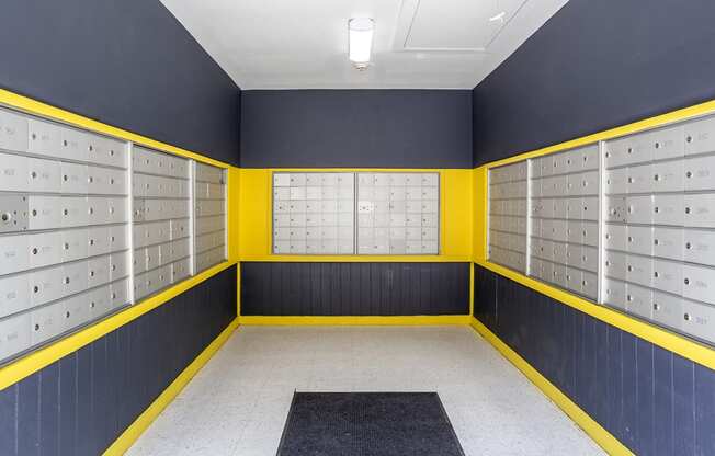 the locker room at the clubhouse has many lockers at The Hub at Baton Rouge, Baton Rouge Louisiana