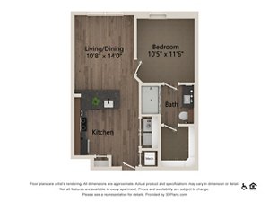 1 bed, 1 bath, 598 sqft, $1,550