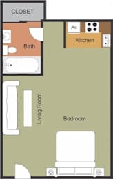 Studio, 1 bath, 329 sqft, $965