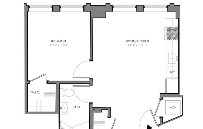 1 bed, 1 bath, 497 sqft, $1,995, Unit 403