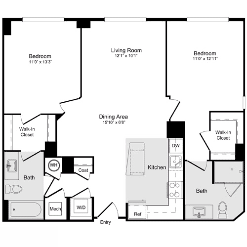 2 beds, 2 baths, 1,060 sqft, $3,246, Unit 411