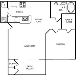 1 bed, 1 bath, 630 sqft, $1,426