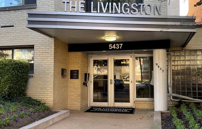 the entrance to the livingston apartment building