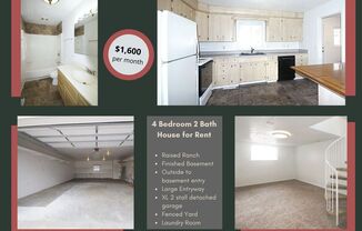 4 Bedroom 2 Bath House for Rent