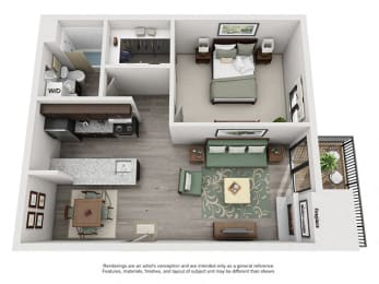 1 bed, 1 bath, 623 sqft, $1,262