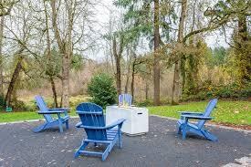 Outdoor firepit surrounded by trees