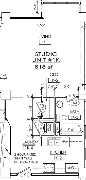 Studio, 1 bath, 540 sqft, $1,195, Unit APT 1K