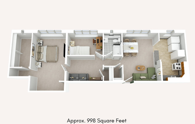 2 beds, 1 bath, 998 sqft, $1,795, Unit B03