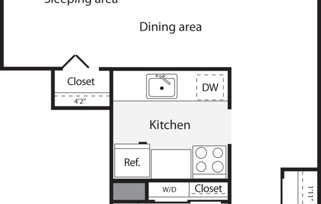 Studio, 1 bath, 533 sqft, $2,532