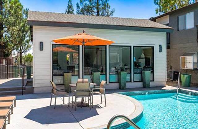 Apartments for Rent in Ontario CA - Sparkling Pool Featuring Various Lounge Areas at Encore Apartments, Ontario, 91764