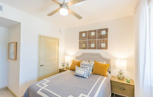 3 Bedroom Apartments in Gilbert AZ - Curve At Gilbert - Spacious Bedroom With Plush Carpet Flooring And A Large Window With Blinds