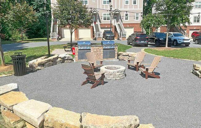 Outdoor entertaining area with gas firepit and grilling area