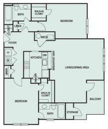 2 beds, 2 baths, 1,160 sqft, $1,825