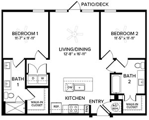 2 beds, 2 baths, 1,004 sqft, $2,000
