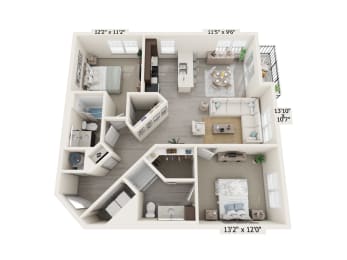 2 beds, 2 baths, 1,102 sqft, $2,305