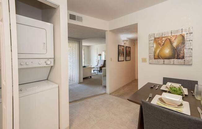 River Pointe model 2x2 laundry and dining room