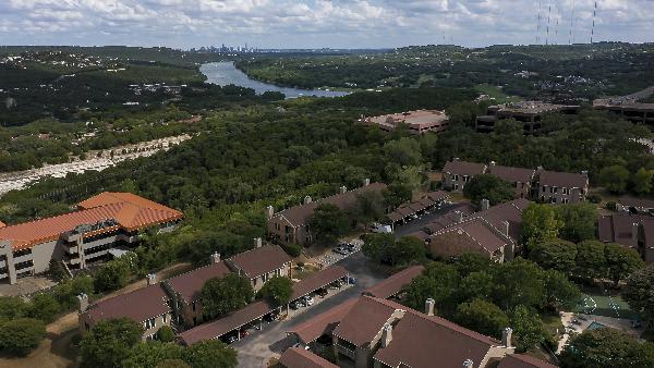 drone view of austin texas apartments