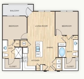 2 beds, 2 baths, 1,074 sqft, $1,550