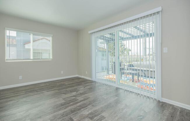 a room with a large window