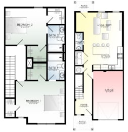 2 beds, 2.5 baths, 1,324 sqft, $1,777