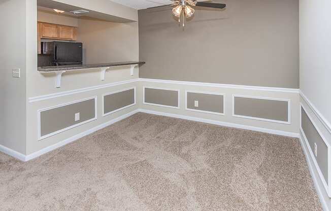 Dining Room Area with Fan and Overhead Light