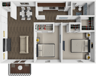 2 beds, 1 bath, 830 sqft, $1,119