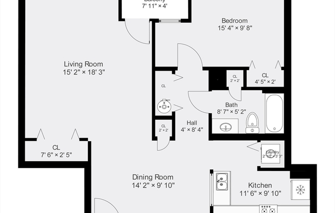 1 bed, 1 bath, 799 sqft, $2,950, Unit 403