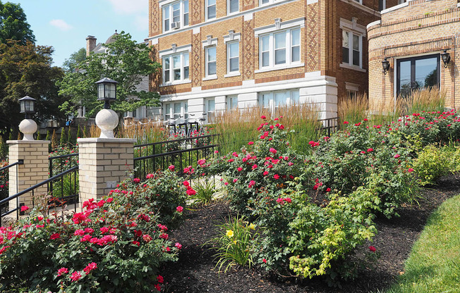 Garden outside building at The Packard, West Hartford, CT, 06119