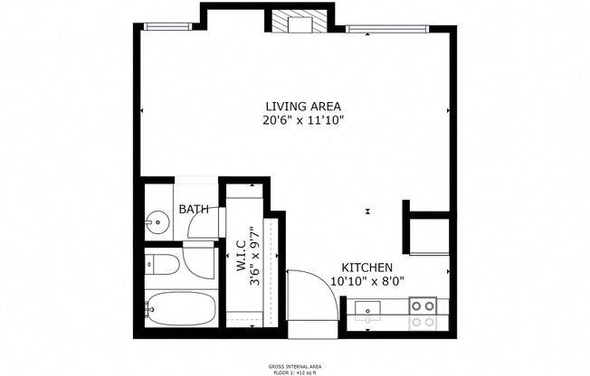 Studio, 1 bath, $1,495