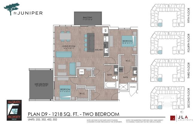 2 beds, 2 baths, 1,218 sqft, $2,385, Unit 252