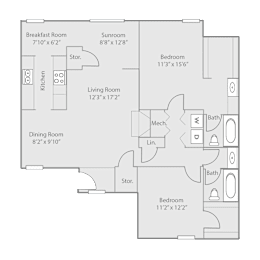 2 beds, 2 baths, 1,311 sqft, $1,214
