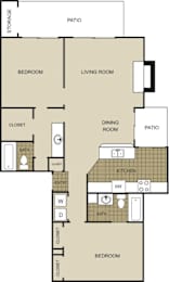 2 beds, 2 baths, 1,114 sqft, $1,615