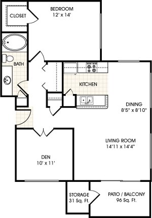 1 bed, 1 bath, 916 sqft, $1,593