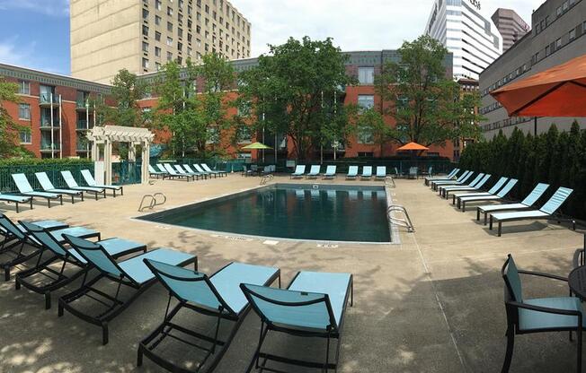 Swimming Pool With Relaxing Sundecks at The Lofts at Shillito Place, Cincinnati