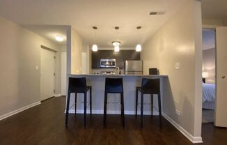 Large kitchen open to the living area