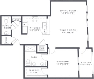 1 bed, 1.5 baths, 916 sqft, $2,661