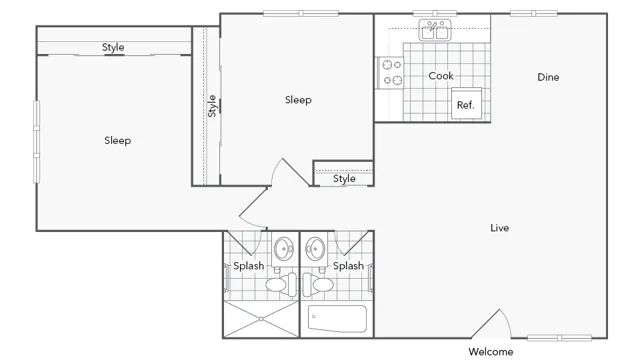 2 beds, 2 baths, 900 sqft, $2,655