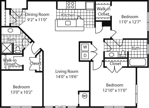 3 beds, 2 baths, 1,361 sqft, $2,666, Unit 1446